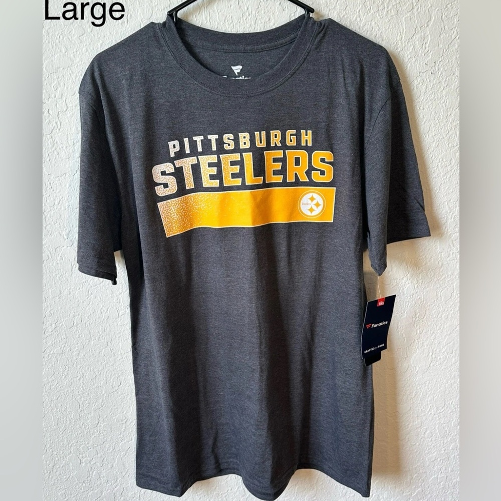 Men’s Large Pittsburgh Steelers FANATICS Gray T-Shirt NWT 🏈 🔥